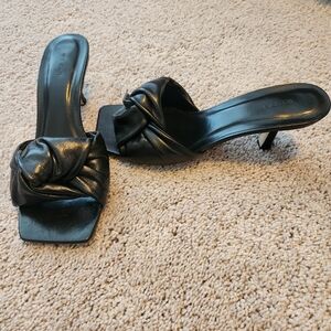 By Far Black Leather Sz40 70cm Heeled Slides